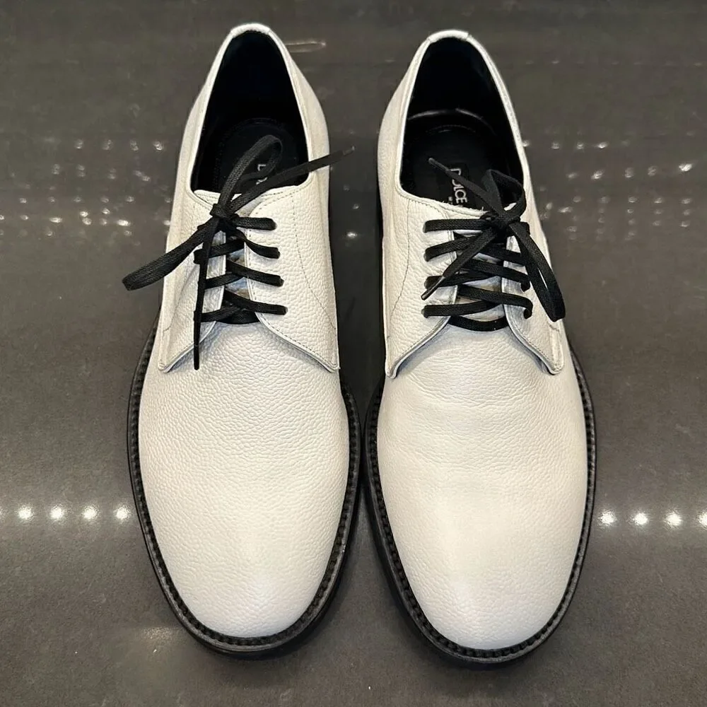 Dolce & Gabbana White Leather Derby Dress Formal Shoes-NWOT